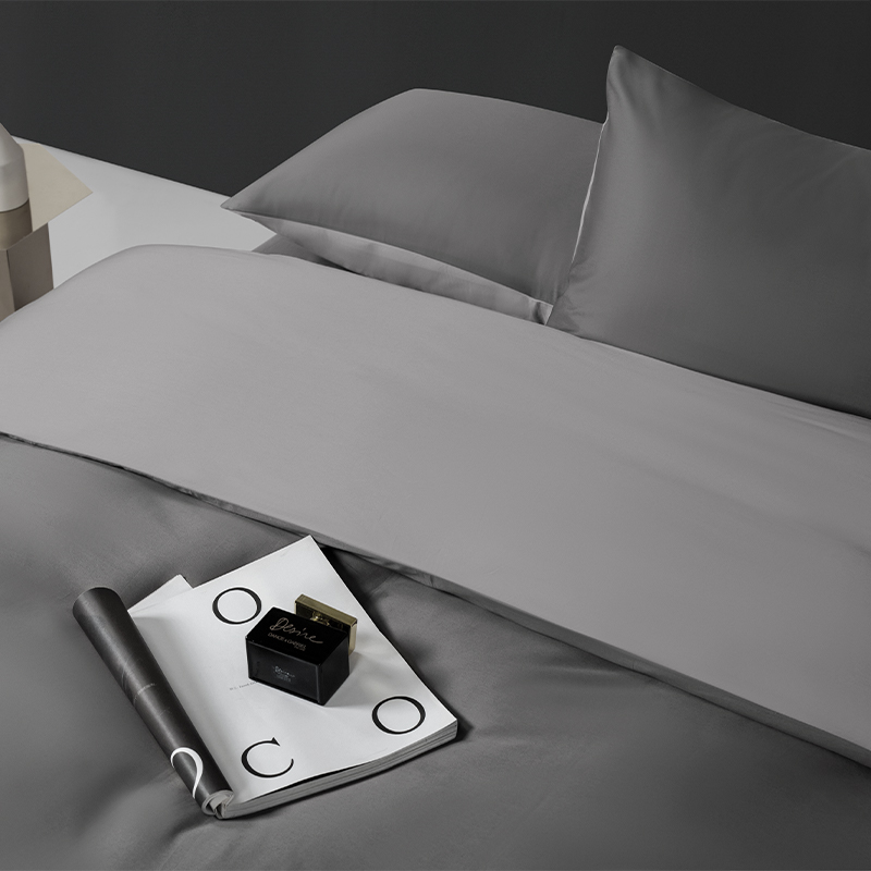 轻奢贡缎四件套全棉100%棉新疆棉60S支酒店轻奢套件 深灰 200*230